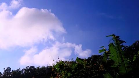 Beautiful clouds flying fast over mountain top.Scenic sky landscape view. 4K. Stock Footage 259690930