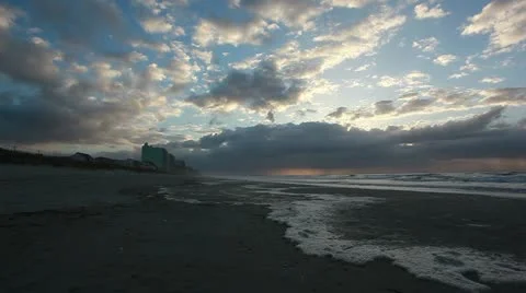 Beautiful clouds at North Myrtle Beach dawn Stock Footage 11016918