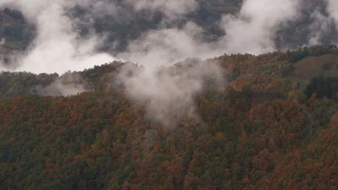 The beautiful clouds over the forests. Hill rainy mountains in Serbia. Stock Footage 256163768