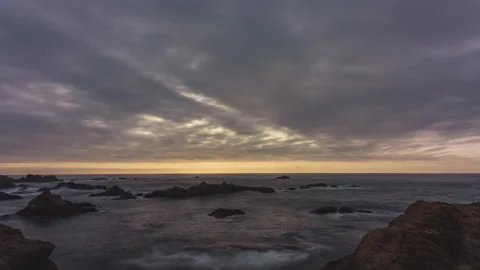 Beautiful Clouds over the Ocean Sunset Timelapse Stock Footage 217941331