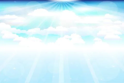 Beautiful clouds with rays Stock Illustration