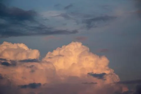 Beautiful clouds in the sky.  Pattern from clouds. Dramatic view Stock Photos