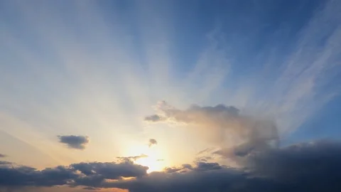 Beautiful clouds in the sky at sunset. Beautiful sky, beautiful colors. Stock Footage 239993393
