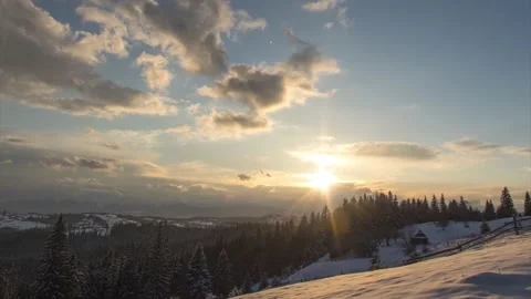 Beautiful clouds in the sky at sunset, time lapse Video stock 152715493