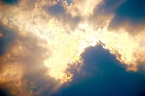 Beautiful clouds on sunset sky Stock Photos