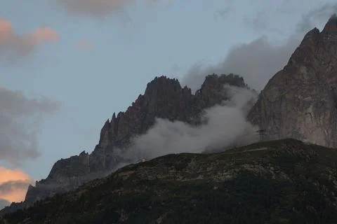 Beautiful clouds view in the evening light in the French Alps, Chamonix-Mon.. Stock Photos