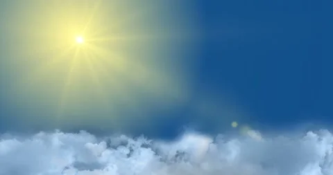 Beautiful cloudscape with large, building clouds and sunrise breaking through Stock Footage 90555558