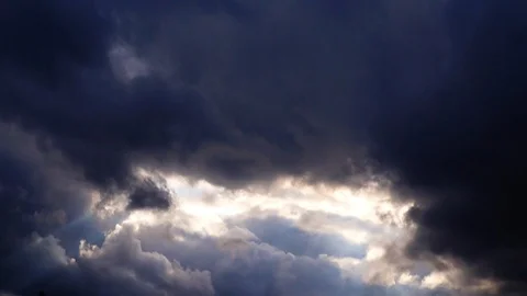 Beautiful cloudscape with large, building clouds Stock Footage 96055676