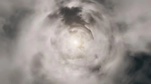 Beautiful cloudscape with large, building clouds and sunrise breaking through Stock Illustration