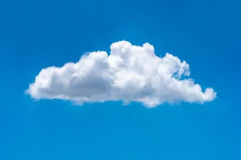 Beautiful cloudscape of nature single white cloud on blue sky background in.. 库存照片