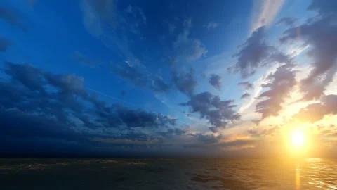 Beautiful cloudscape over the sea, sunset time lapse shot Stock Footage 169217216