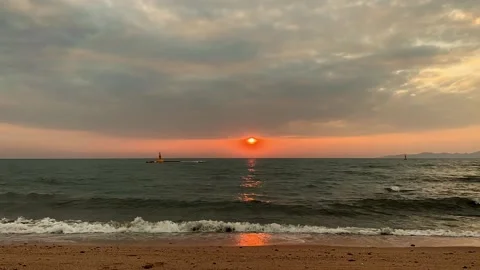 Beautiful cloudscape over the sea, sunset time lapse shot Stock Footage 230478317