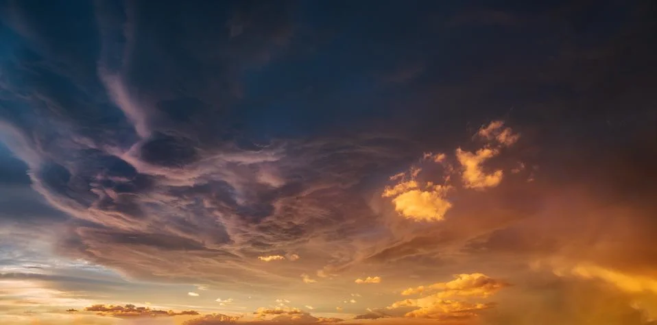 Beautiful cloudscape at the sunset Stock Photos