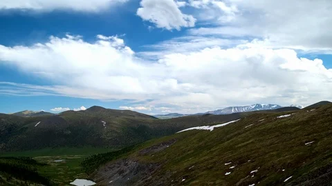 Beautiful cloudscape time lapse of summer landscape in Khakassia high mountains Video stock 90258098