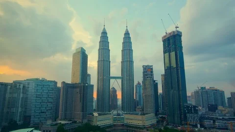 Beautiful cloudscape timelapse with zooming in camera motion of the Petronas Stock Footage 85248621
