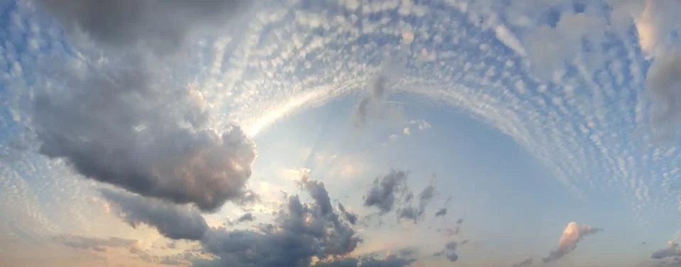 Beautiful cloudscape, white, dense clouds Stock Photos