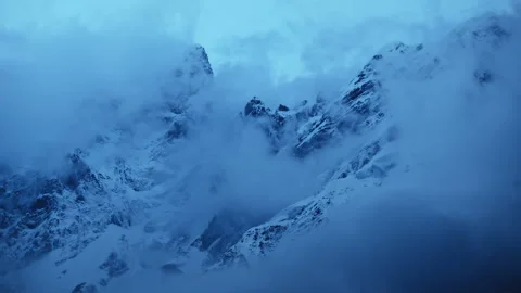 Beautiful cloudy Himalayan mountain behind Kedarnath Temple in Uttarakhand. Stock Footage 258637641