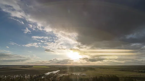 Beautiful cloudy landscape in summer time lapse. Blue sky with clouds 4K Stock Footage 196894548