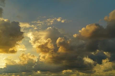 Beautiful cloudy landscape at sunset. Dramatic view of clouds Stock Photos