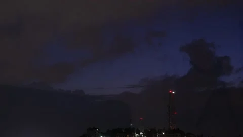 Beautiful Cloudy Night Time- Lapse in The City of Amman Jordan Stock Footage 225072481