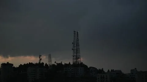 Beautiful Cloudy Night Time- Lapse in The City of Amman Jordan Stock Footage 225072505