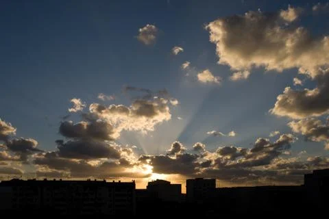 A beautiful cloudy sky at sunset Stock Photos