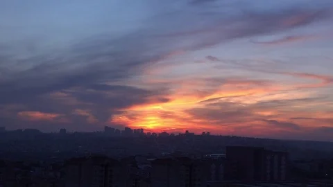Beautiful cloudy sky at sunset, Time Lapse Stock Footage 76104621