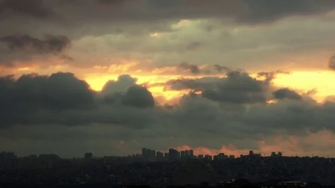 Beautiful cloudy sky at sunset, time lapse Stock Footage 77817100