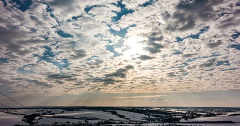 Beautiful cloudy sky in winter, winter time lapse. Sky 4K clouds weather nature Stock Footage 127777497