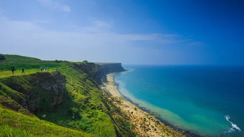 The beautiful coast of Normandy, with cliffs and access to the sea. Stock Footage 128535220