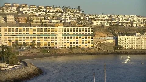 Beautiful coastline with buildings Stockbeeldmateriaal 80230598