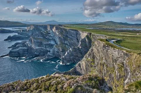 Beautiful coastline at the Ring of Kerry, Ireland. Huge cliffs at the Ring of Stock Photos