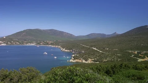 Beautiful coastline of Sardinia in UHD.  스톡 동영상 70757680