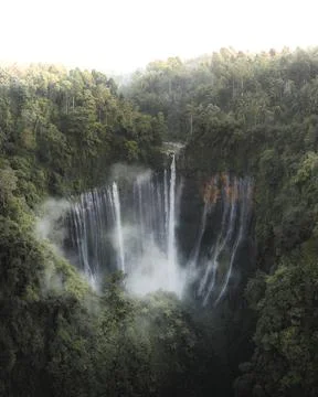 Beautiful Coban Sewu waterfall in Java, Indonesia Stock Photos