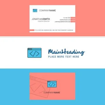Beautiful Code Logo and business card. vertical Design Vector Illustrazione stock