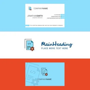 Beautiful Coding  Logo and business card. vertical Design Vector Stock Illustration