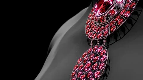 Beautiful collar with red ruby gem stones on female mannequin, fictive 스톡 일러스트
