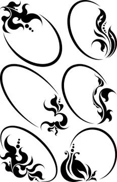Beautiful collection of oval frames. Vector Stock Illustration