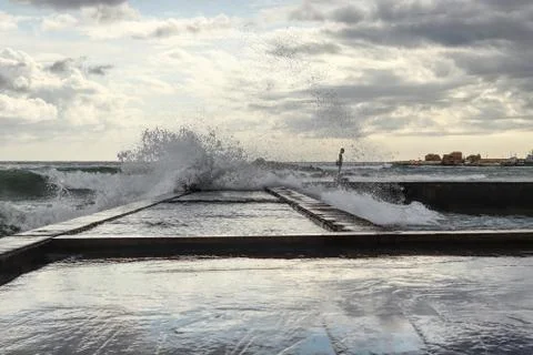 Beautiful color composition with elements of abstractness. The stormy sea rus 스톡 사진