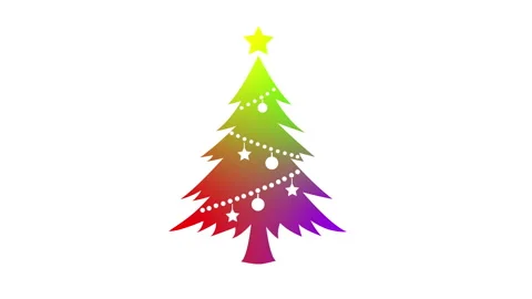 Beautiful color gradient Christmas tree motion graphic on white background. Stockbeeldmateriaal 339192631