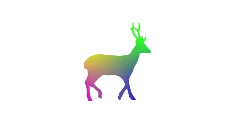 Beautiful color gradient deer walking on the white background. Stock Footage 335969545
