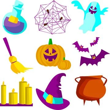 A beautiful, color set of Halloween elements Stock Illustration