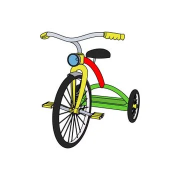 Beautiful colored 3D tricycle vector illustration isolated on white backgroun Ilustração Stock