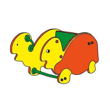 Beautiful colored hand-drawn vector illustration of a wooden turtle swing 스톡 일러스트