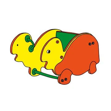 Beautiful colored hand-drawn vector illustration of a wooden turtle swing Illustrazione stock