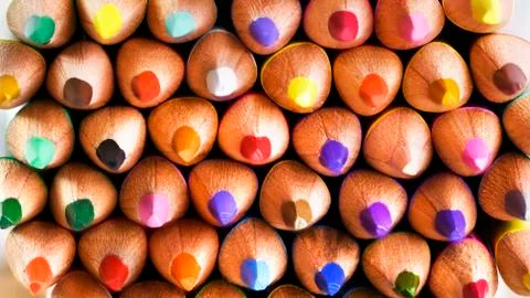 Beautiful colored pencils tips Stock Photos