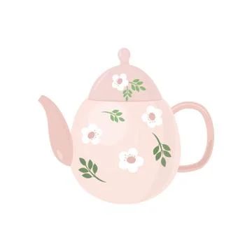 Beautiful colored teapot for brewing tea and boiling water. Teapot unusual shape Stock Illustration