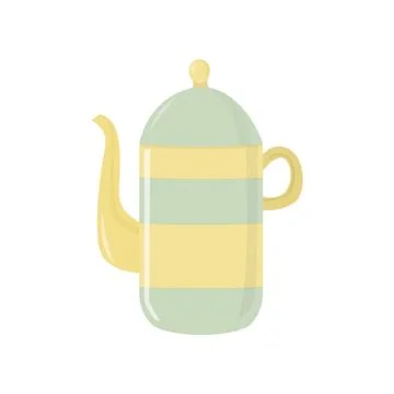 Beautiful colored teapot for brewing tea and boiling water. Teapot unusual shape Illustrazione stock