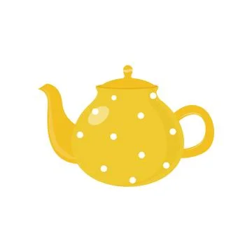 Beautiful colored teapot for brewing tea and boiling water. Teapot unusual shape Illustrazione stock