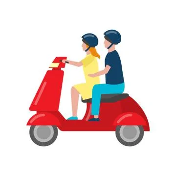 Beautiful colored two-wheeled scooter servants for movement and delivery. Stock Illustration